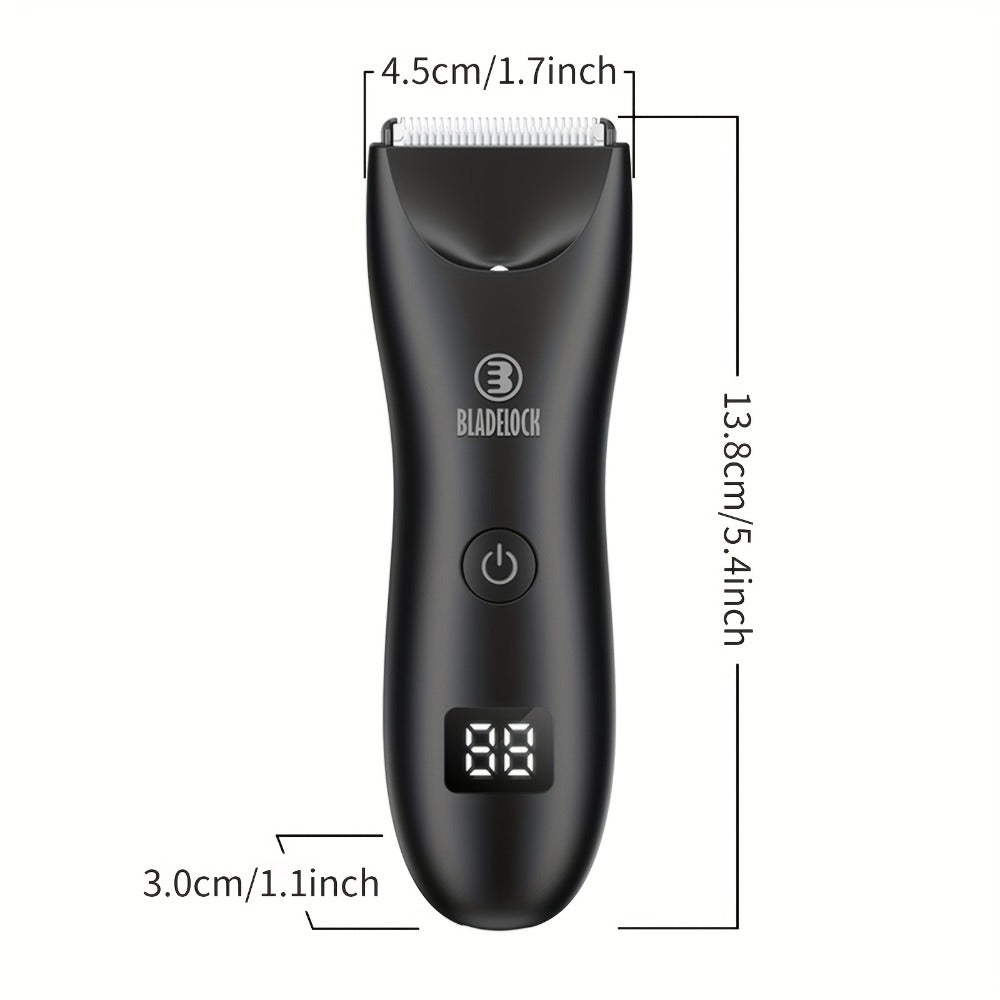 Men's Ball Trimmer - IPX7 Waterproof Body Hair Trimmer, Ceramic Blades, LCD Battery Display, Replaceable Blade Head, Electric Shaver