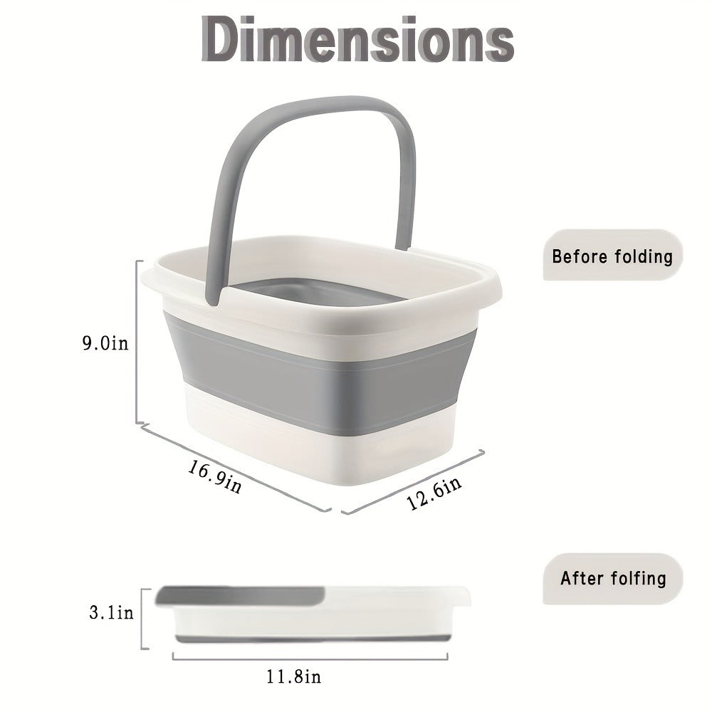 Foldable Foot Bath - Durable Portable Spa Bucket with Handle, Space Saving Design for Home, Salon and Travel - Easy to Wash Foot Bath Bucket and Clothing Basket, Sturdy Construction