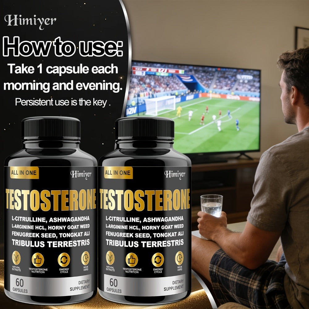Rock Hana Male Testosterone Capsules, Male Testosterone, Vitamin Supplement - Contains L-Citrate, Asuganda, Male Goat's Foot Grass, Wild Vegetable Seed, Epimedium Extract, Maca, Indian Ginseng - Blue Chew for Men - Adult Enlargement Supplement, Muscl