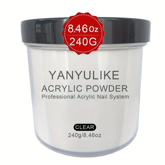 Professional 8oz Acrylic Nail Powder for Instant Nails- No/ Lamp Required, Quick- Powder Suitable for Extensions, 3D Nail Art & Carving (Transparent, White, Pink, Naked Beige)