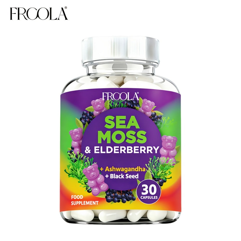 Sea Moss Gummies, with Turmeric, Ashwagandha, Sea Moss, Black Seed Oil, Ashwagandha, Ginger, Shilajit Gummies with Elderberry, Advanced Seamoss Vitamin Multi Mineral Complex Supplement Gummis for Energy, Immune- 60 Count