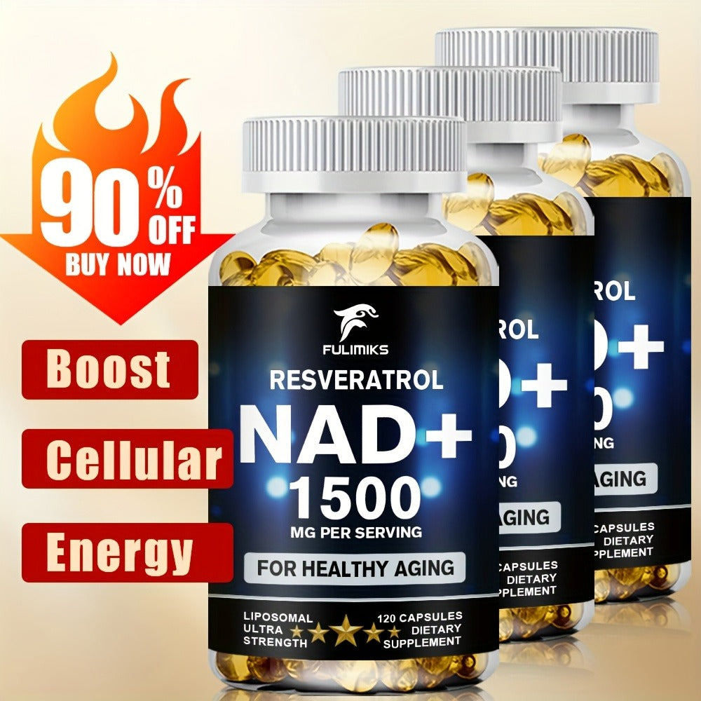 NAD+ Resveratrol Supplement, Supports Brain Health, Skin Support, for Man And Women - 120 Capsules