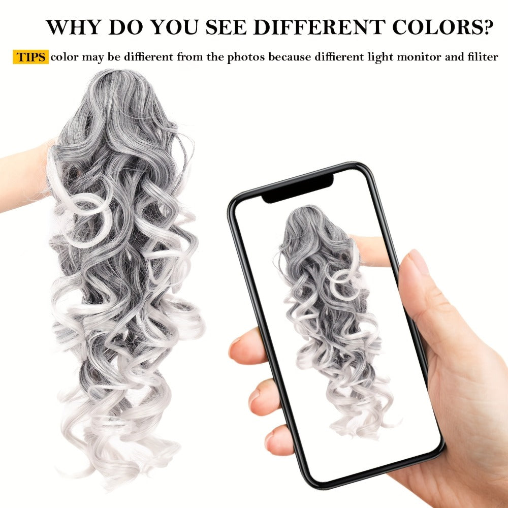 Afro Kinky Curly Ponytail Extension Claw Clip Synthetic Heat Resistant Volume Boosting Hair Piece for Women Daily Wear Special Occasions Multi Color 16 Inch