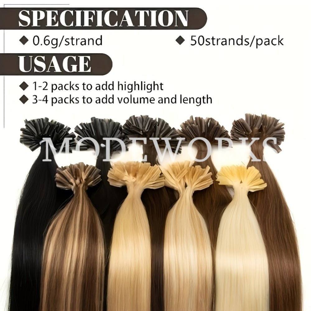 Keratin U Tip Hair Extensions 100% Remy Human Hair Nail Tip Bond Straight Invisible Seamless 12 14 16 18 20 Inch 50 Strands Natural Black Jet Black Blonde Brown Multi Color