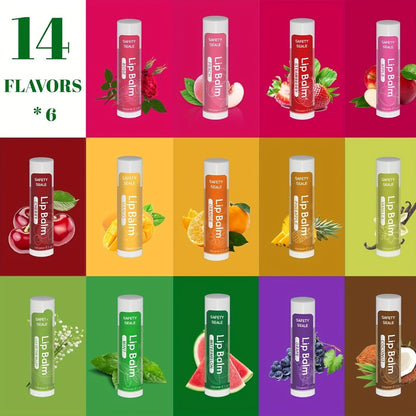 Lip Balm Bulk 84 Pack - Natural Moisturizing Lip Balm with Vitamin E & Coconut Oil, 14 Flavors Non-GMO, Repairs Dry Chapped Lips, Valentine's Day Gift for Women & Girls