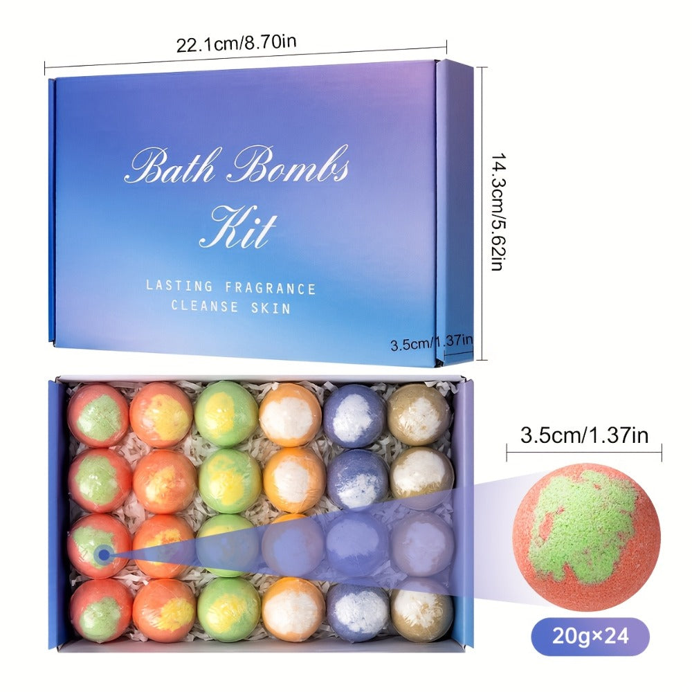 A New Set Of 24 Bath Bombs Handmade Bubble Bath Fizzes Rich In Essential Oils, Perfect For Wife Girlfriend Sisters On Birthday Christmas Halloween Anniversary Best For Festival Gift