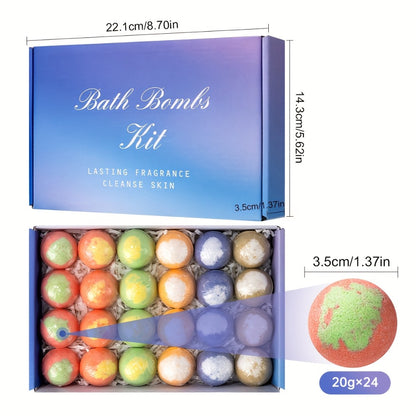 Bath Bombs Set 24 Pack Handmade - Bubble Bath Fizzes Rich in Essential Oils, 20g Each | Luxury Spa Gift for Women, Wife, Girlfriend & Sisters for Birthday, Christmas & Anniversary