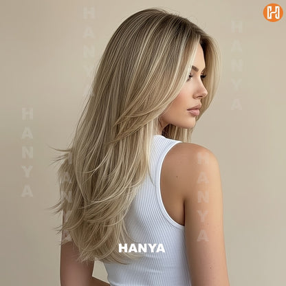 Synthetic Wig Heat Resistant Long 24 Inch for Women - Natural Daily Wear Party Beginner Friendly Multi-Color Dark Brown Ivory Golden