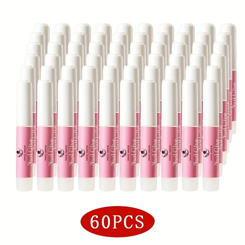Nail Glue, 60pcs Acrylic Nail Glue, Nail Tip Glue Professional Nail Glue False Nail Tip Glue for Broken Nails Adhesive Super Adhesive for Press On Nails Glue for False Nail Tip Glue