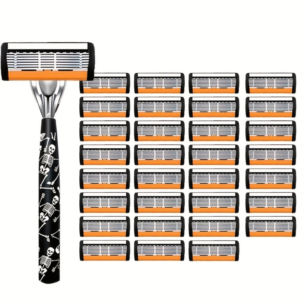 High-End Manual Razor for Men, Featuring 7-Layer Progressive Stainless Steel Blades, a Metal Non-Slip Handle, And a Classic Design That Works Well. an Excellent Gift for Men