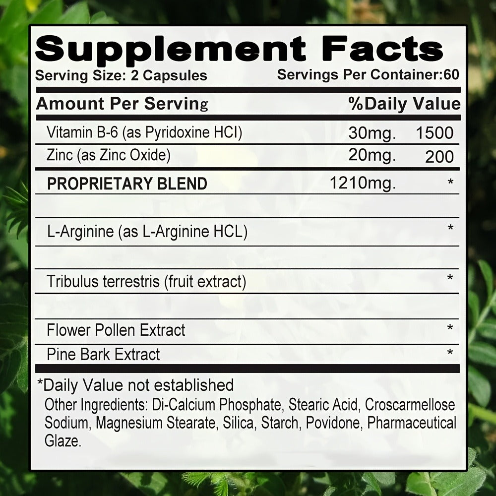 Load Supplements - 7-In-1 Dietary Supplement with L-Arginine & Tribulus - Supports Overall Health, Immune Health, And Daily Vitality - 120 Capsules