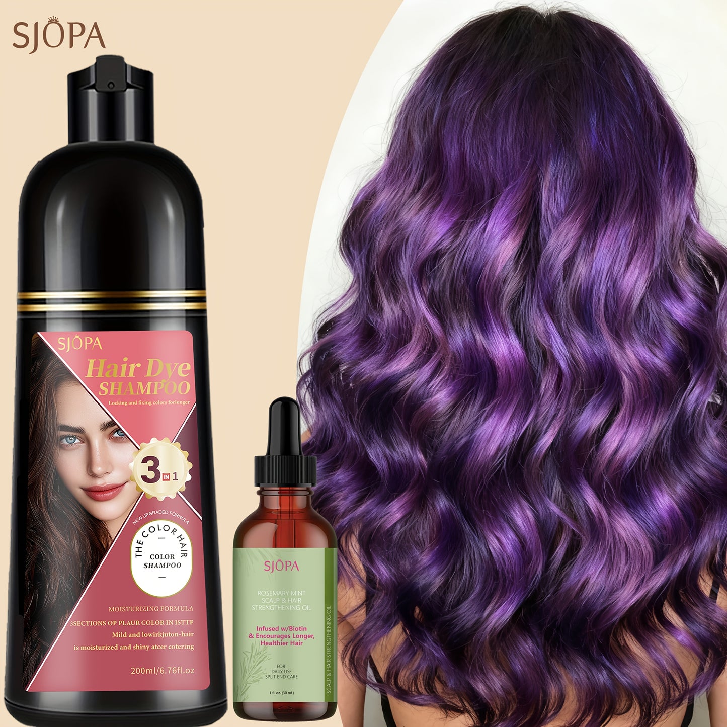 Hair Color Dyeing Shampoo 3-in-1 — Plant Squalane & Glycerin Formula | Colors, Conditions & Cleanses in One Wash | 10 Shades | Easy At-Home Hair Coloring