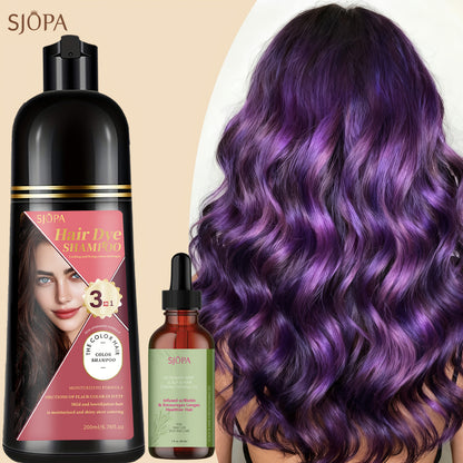 Hair Color Dyeing Shampoo 3-in-1 — Plant Squalane & Glycerin Formula | Colors, Conditions & Cleanses in One Wash | 10 Shades | Easy At-Home Hair Coloring