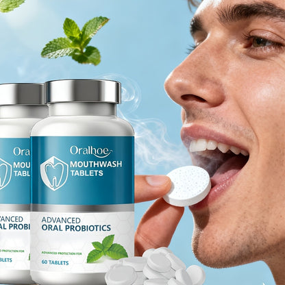 Mouthwash Tablets 120 Count (60x2) — Mint Flavor Portable Toothpaste Tablets for Fresh Breath, Gentle Whitening & On-the-Go Oral Care, Travel-Friendly Teeth Cleaning