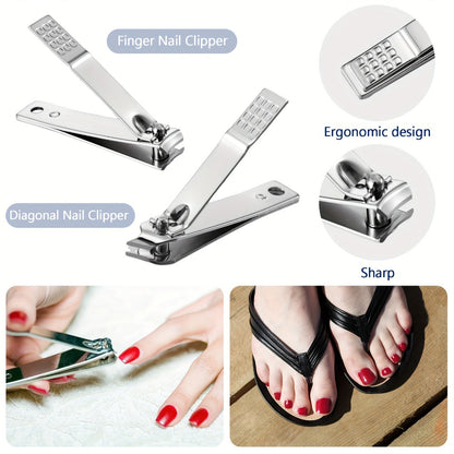 Manicure Kit 8 In 1 Stainless Steel Professional Nail Clipper Set with Portable Travel Case Pedicure Grooming Tools Nail Care Set Bulk 50 Pack Gift for Men Women Family Friends
