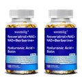 [120 Capsules] Resveratrol + NAC + NAD + Collagen Peptides + Hyaluronic Acid + Thiamine Supplement, Containing Saw Palmetto, Coenzyme Q10, Quercetin, Omega-3 And Black Pepper, Supports Mood, Hair, Nail And Eye Health, 120 Capsules (Optional 1/2/3 Bottles)