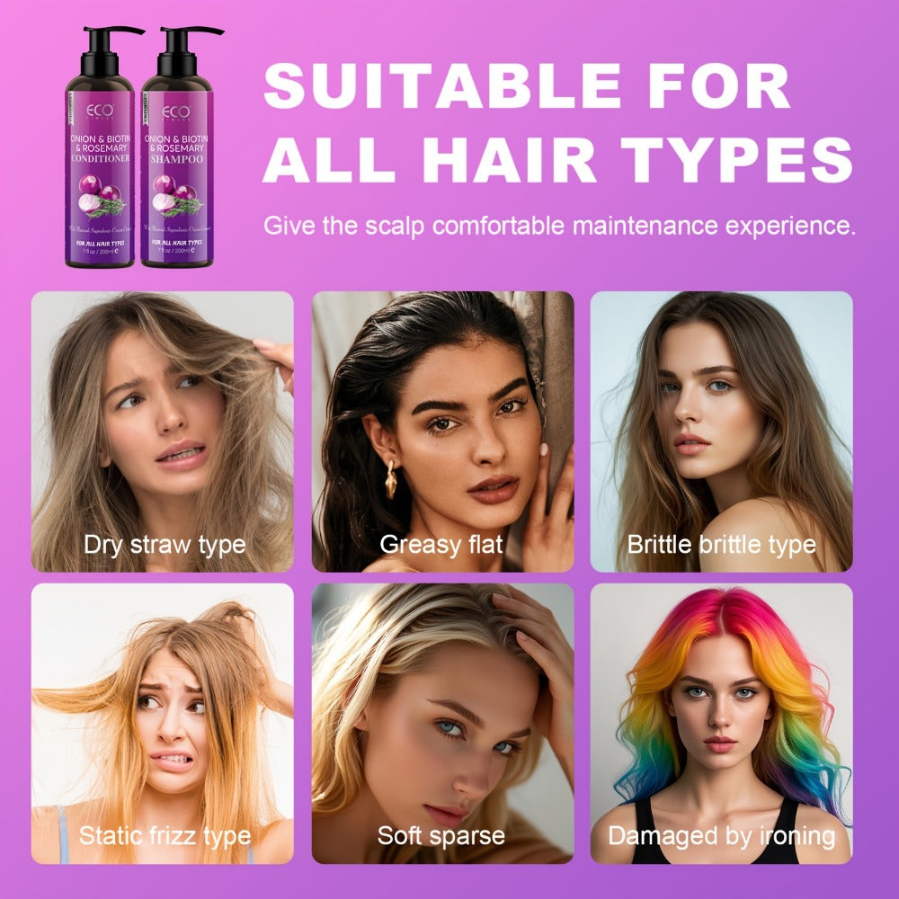 Shampoo and Conditioner Set – Biotin & Rosemary with Onion Extract & Jojoba Oil, Hydrating Oil Control Hair Care for Dry Damaged Hair & Scalp, 6.76oz 2-Pack