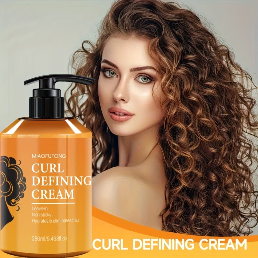 Curl Defining Cream – Argan Oil Hydrating Styling Conditioner for All Hair Types, Frizz Control, Moisture Lock, Enhances Shine & Boosts Volume, 280ml / 9.47oz