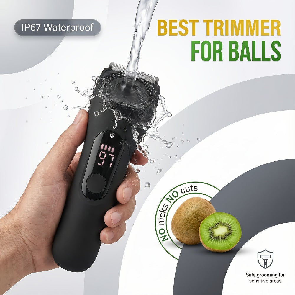 [5-in-1] TAZTIR Men's Beard Trimmer and Full Body Grooming Kit, IP67 Waterproof Electric Razor, Suitable for Facial Beard, Chest Hair, and Private Areas, USB Rechargeable Hair Clipper, LED Display, Skin-Friendly Ceramic Blades Gift Box Set