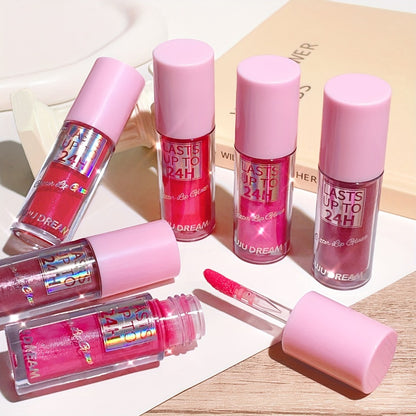 Lip Gloss & Lip Stain Set — Waterproof 24H Long-Lasting, Glitter Shine, Moisturizing Lip Oil, Berry Coral Pink Red Shades, High-Impact Color for Festivals & Everyday Glam