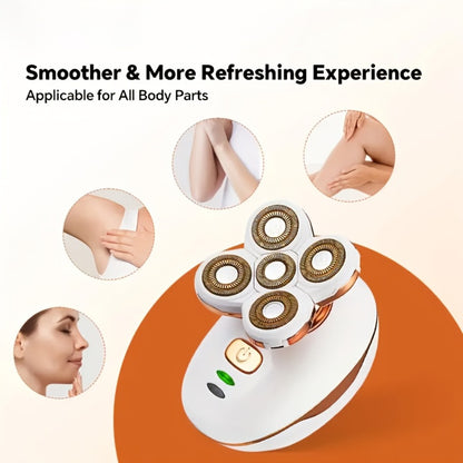 Women's Electric Shaver & Bikini Trimmer - Cordless Painless Hair Removal for Legs, Armpits, Face & Bikini Line, Portable Rechargeable Ladies Razor for Body Grooming, Wet Dry Use, White & Black
