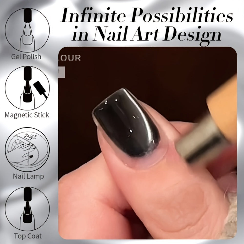 BORN PRETTY 0.34oz Black Glass Bead Black Color Cat Magnetic Gel Nail Polish With A Delicate Magnetic Powder Effect And Shiny Soak Off Gel