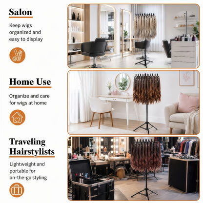 Braiding Hair Rack 144 Pegs — Height Adjustable 2-Side Hair Extension Holder Stand with Tray, Foldable Portable Professional Braiding Station for Salon Home Travel