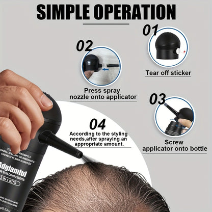 Hair Building Fibers 2-in-1 Kit 15g - 1-Second Adsorption Natural Invisible Thinning Hair Concealer | Covers Gray | For Men & Women | 4 Shades
