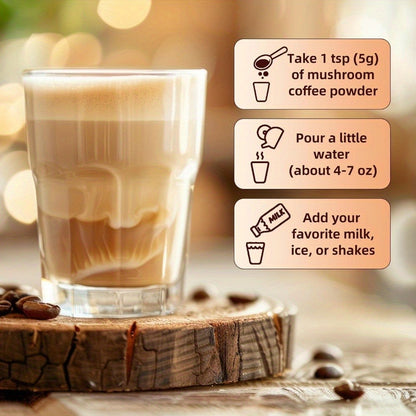 Mushroom Coffee Blend Powder 210g – Instant Coffee with Lion's Mane, Reishi, Cordyceps, Chaga & Chanterelle | 5-Mushroom Functional Coffee for Focus, Energy & Immune Support | Great Wellness Gift