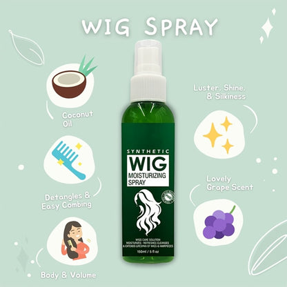 Synthetic Wig Spray Leave-In Conditioner - Revitalizes & Refreshes Wigs & Hairpieces, Cleanses Between Washes, Extends Lifespan, Soft Fresh Scent, Daily Wig Care Spray for Synthetic Hair