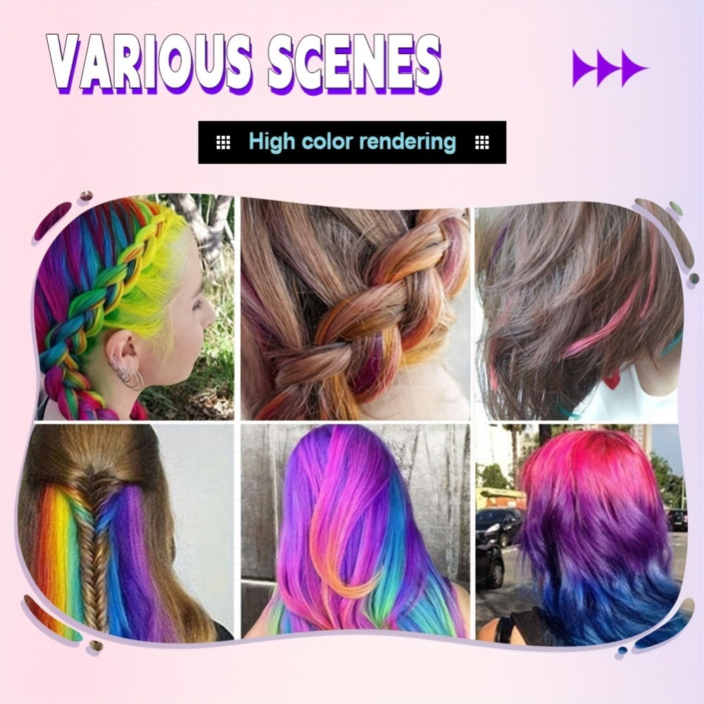 14-Color Hair Dye Chalk Comb - Temporary Washable, Plant-Based Squalane & Glycerin, Perfect for Creative Styles & Parties, YTRUNS Hair Styling Tool, Temporary Hair Color | Vibrant Hair Dye | Glycerin Based Dye