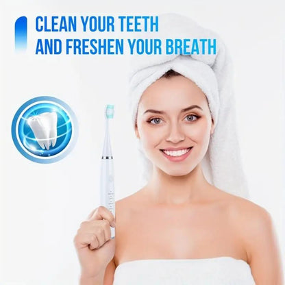 Electric Teeth Cleaner Kit USB Rechargeable 5 Cleaning Modes Dental Scaler Plaque Tartar Remover Gum Health Tool Holiday Gift Set for Family Friends Adults Black White Green