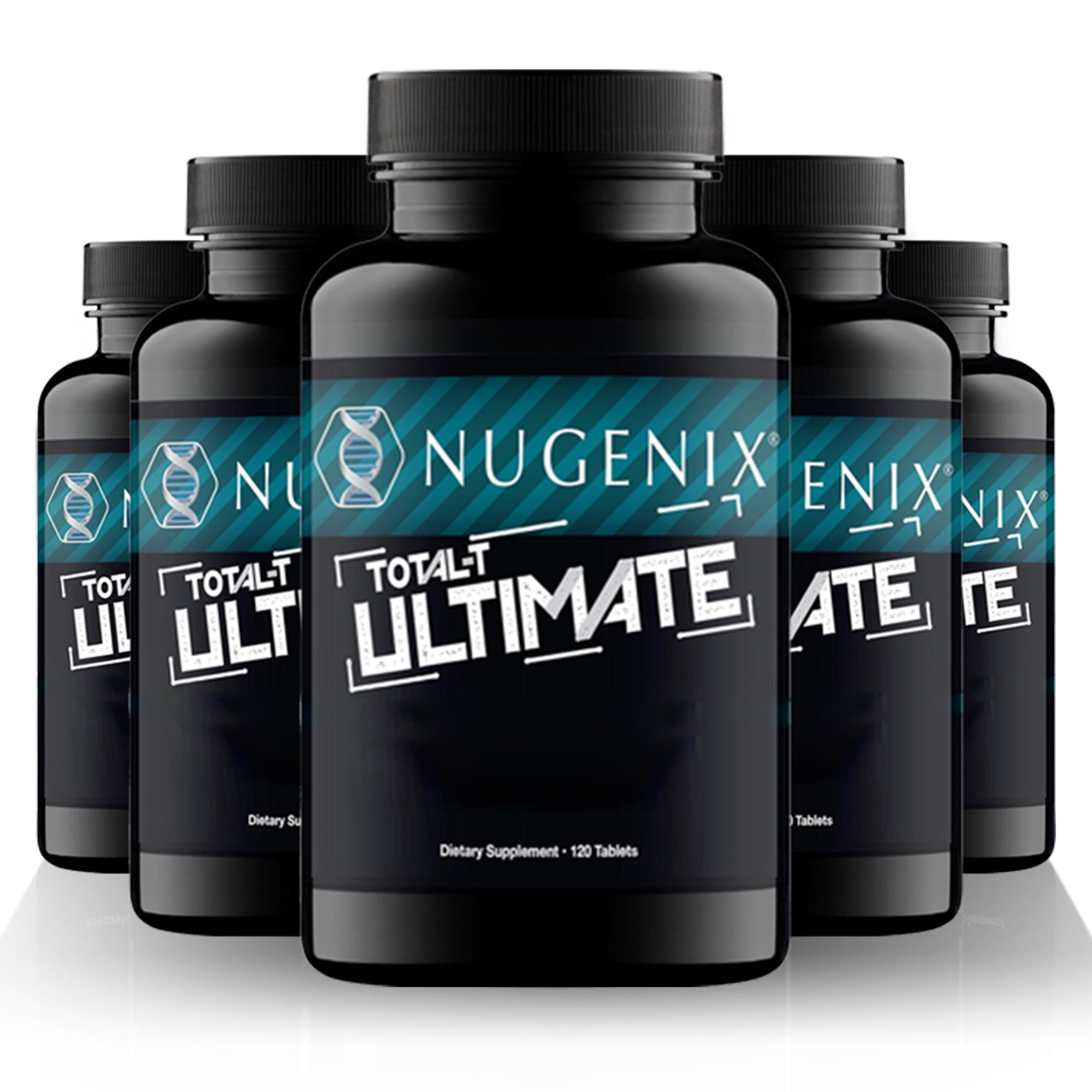 5 Bottles - Total-T Ultimate - with Horny Goat Weed, D-Aspartic Acid, Tribulus, Maca, Stinging Nettle - Supplement, Mood Support