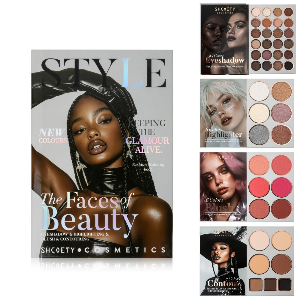 Three-layer Eyeshadow Blush Highlighter Loose Powder Integrated Palette, Book-style Folding Makeup Palette, Holiday Gift Makeup Palette