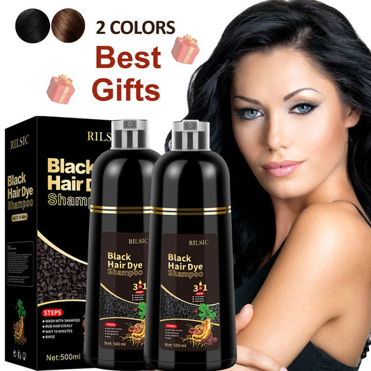 2pcs Hair Dye Shampoo For Grey Hair, 16.91oz Herbal Natural Hair Dye 3 In 1, Instant Hair Colour Shampoo, Plant Squalene Hair Shampoo, Hair Dye Hair Color Shampoo Coloring In Minutes For Women Men