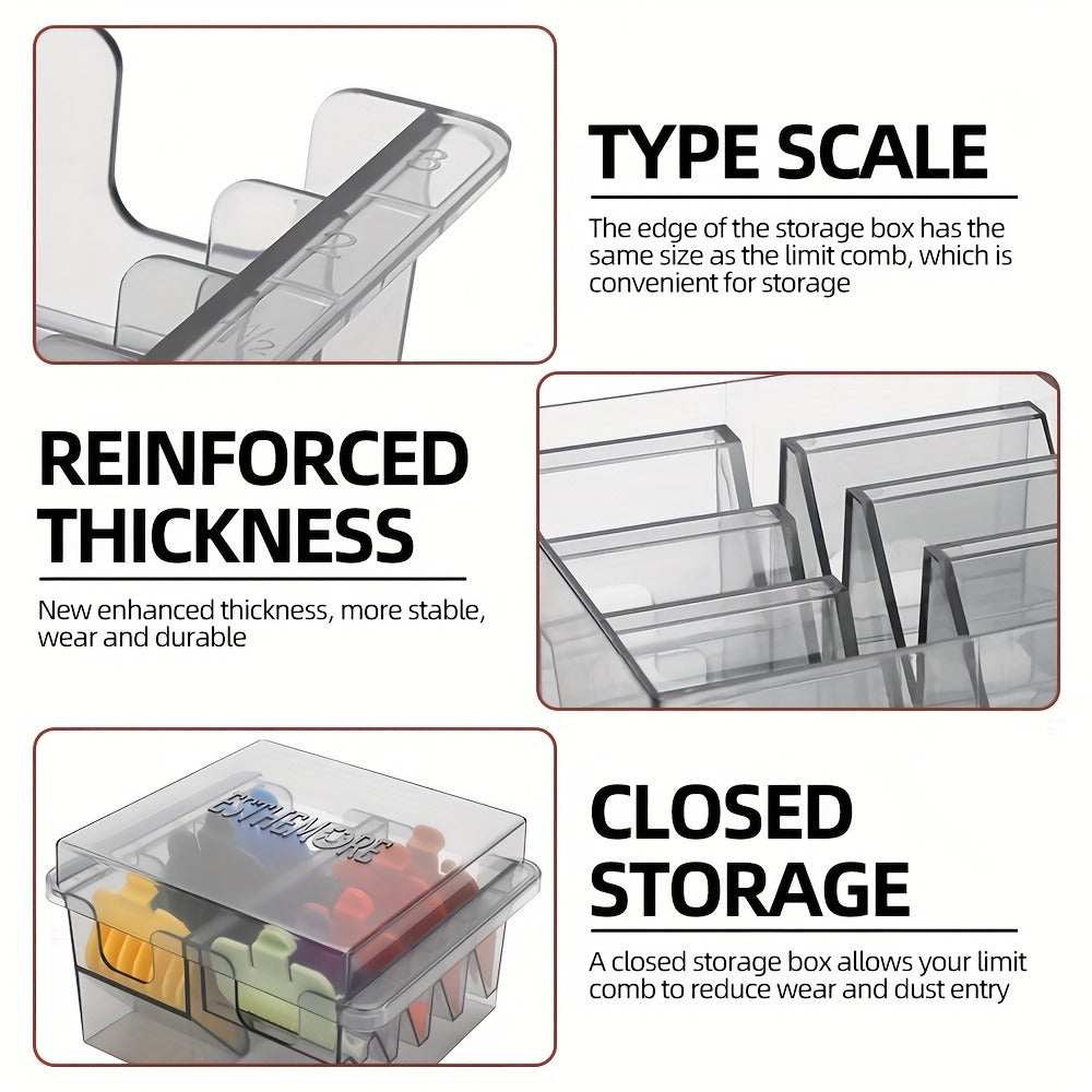 Professional Barber Tool Organizer - 8-Slot Clear Plastic Storage Box for Hair Clippers & Scissors, Durable Transparent Design for Salon & Home Use, Fit for All Models, Space-Saving Grooming Accessories, Barber Supplies