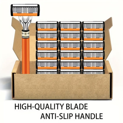 Double Edge Safety Razor Set for Men with 2 Handles & Stainless Steel Replacement Blades — Barber-Quality Close Shave Manual Shaving Kit, Reusable Eco-Friendly Razor, 24/36/54/72 Blade Options