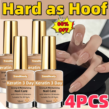 Nail Strengthener for Weak Splitting & Breaking Nails | 4-in-1 Keratin Protein Hardener Fast Dry Nail Care Oil | Alcohol-Free Formula for Instant & 3-Day Repair | Manicure Treatment 2pcs & 4pcs