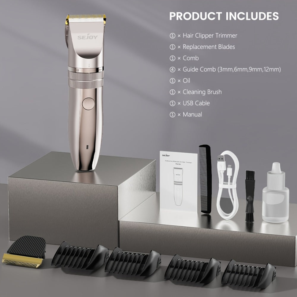 Electric Beard Trimmer for Men Cordless USB Rechargeable Precision Dial 5-Level Adjustable Mustache Trimmer Grooming Tool Men's Gift Facial Hair Trimmer