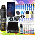 Valentine's Day Beauty Tools Gift POSEIDON Rotary Tattoo Kit, Tattoo Pen Kit with 10pcs Tattoo Cartridge Needles, Professional Tattoo Machine Kit with Power Supply, 6 Color Tattoo Inks with Foot Pedal Tattoo Gun for Artists