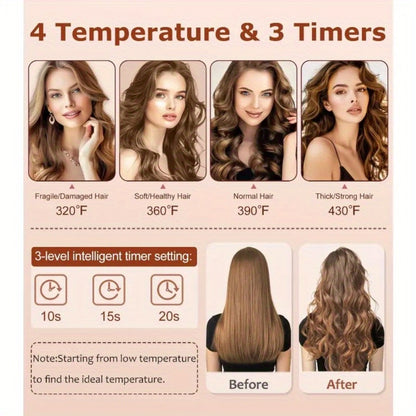 One-Touch Automatic Curling Iron Ionic — 4 Temperature Settings, 3 Timer Options, Anti-Scald & Anti-Tangle, 360° Rotating Cord, Salon-Quality Waves for Women