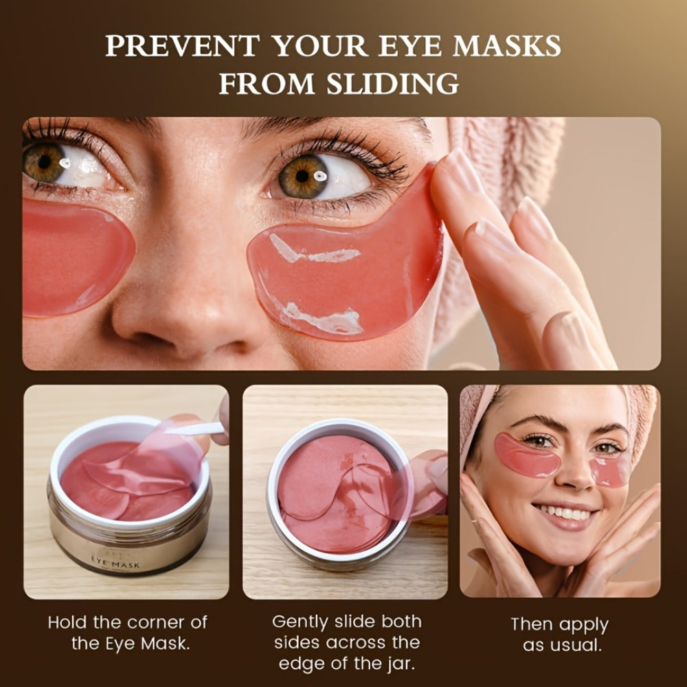 60pcs/120pcs Caffeine Eye Mask Containing Hyaluronic Acid And Collagen, Containing Glycerin, Collagen, Hyaluronic Acid, Nourishing Eye Skin, Long-lasting Moisturizing, Suitable for All Light Beige Types, Hypoallergenic, Holiday Surprise Gift