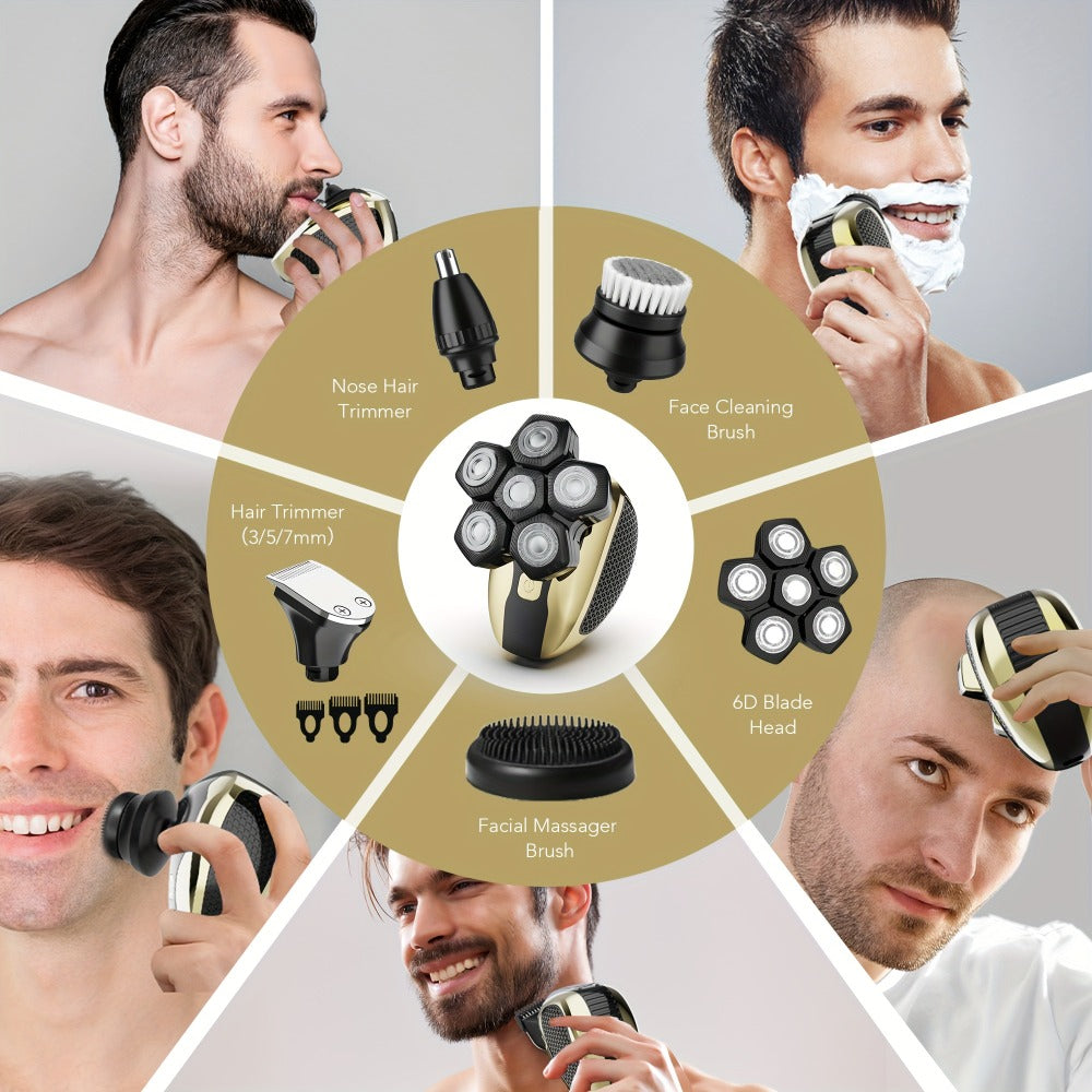 Sejoy 7D Electric Shaver For Bald Men, Upgraded 7 Floating Head, With Nose Hair Trimmer, Facial Cleaning Brush1.5H Fast Charging Travel Lock, Best Gift