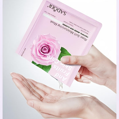 Fruit Essence Face Mask Sheets 10pcs Glycerin Moisturizing Nourishing Lemon Scent Hydrating Sheet Mask for All Skin Types Travel Essential Korean Skincare