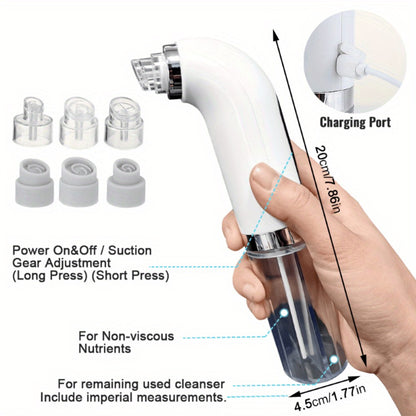 Pore Vacuum Blackhead Remover 6 Accessories 3-Speed Suction USB Rechargeable Transparent Design Deep Pore Cleansing Tool for Men Women Travel Portable Skincare Kit