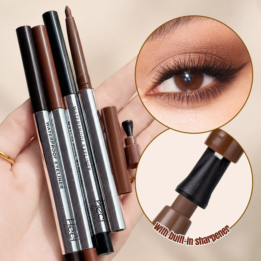 Eyeliner Pencil 3 Pack Waterproof Long Lasting Gel Pen - Quick Dry Smudge Proof Matte Creamy Formula for Sensitive Eyes Beginner Friendly Precision Eye Makeup Deep Brown Medium Brown Black