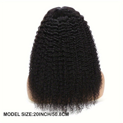 Kinky Curly Lace Front Wig Human Hair Brazilian Remy 4x4x1 Lace Closure 180% Density Natural Color Pre Plucked for Black Women 12-22 Inch