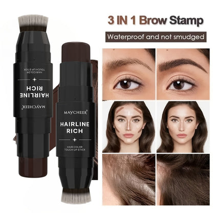 Hair Color Pen Root Touch-Up Stick with Brush | Waterproof Temporary Gray & White Hair Coverage | Plant Squalane Formula | Fast Seamless Application | 3 Shades