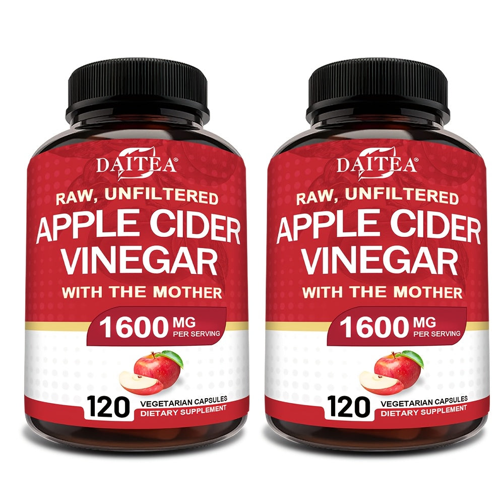 Apple Cider Vinegar Capsules 1600mg - Supports Digestion and Energy Levels for Men and Women - 120 Capsules