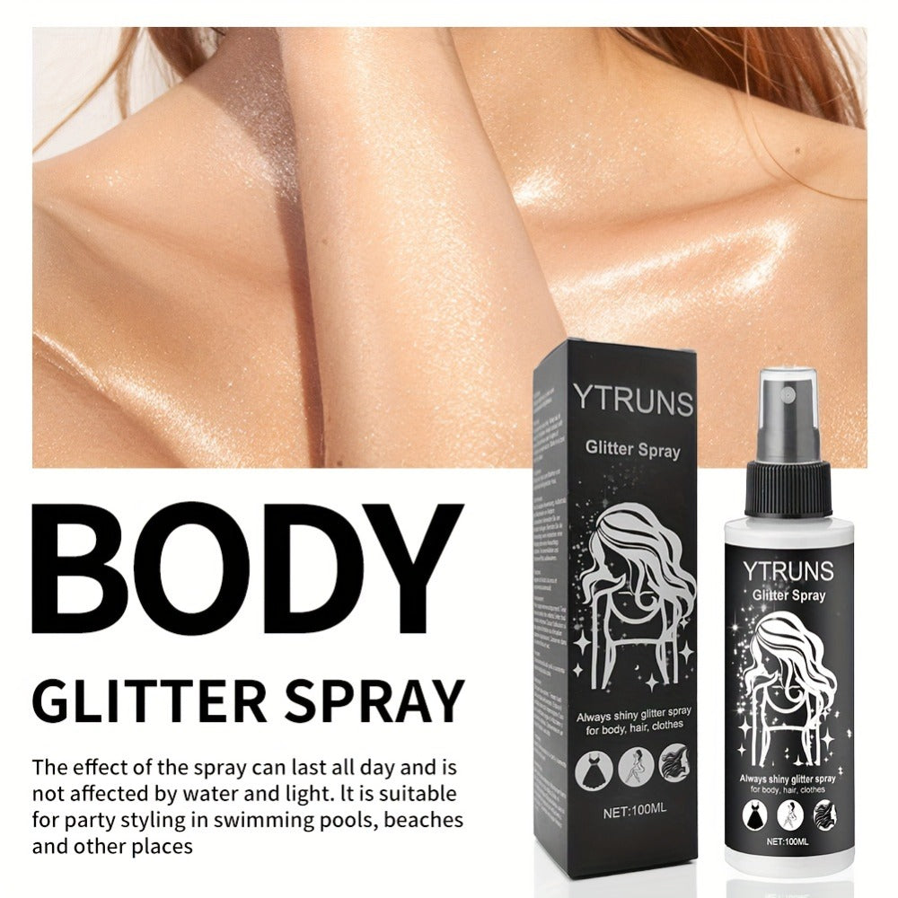 YTRUNS 3.38oz Sparkle Glitter Spray | Star-Shaped Shimmer for Body, Hair & Clothes | Hydrating Formula for Daily & Festive Use